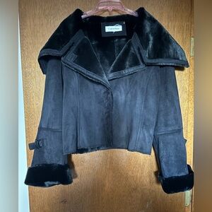 Calvin Klein Cropped Black Faux Jacket